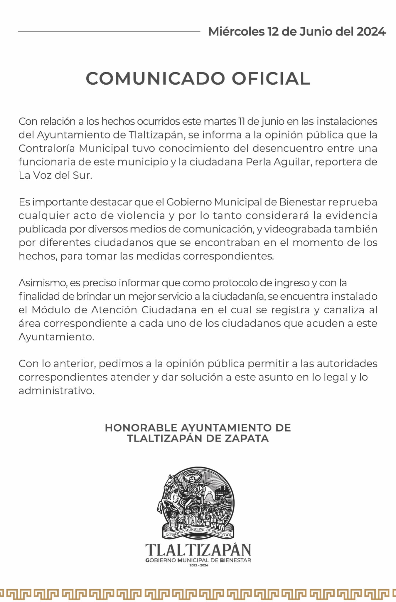 COMUNICADO OFICIAL